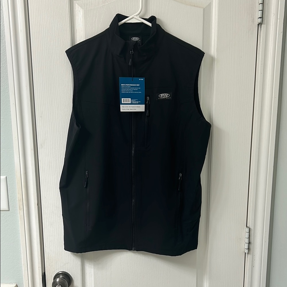 Black performance Vest with High Collar and Zipper